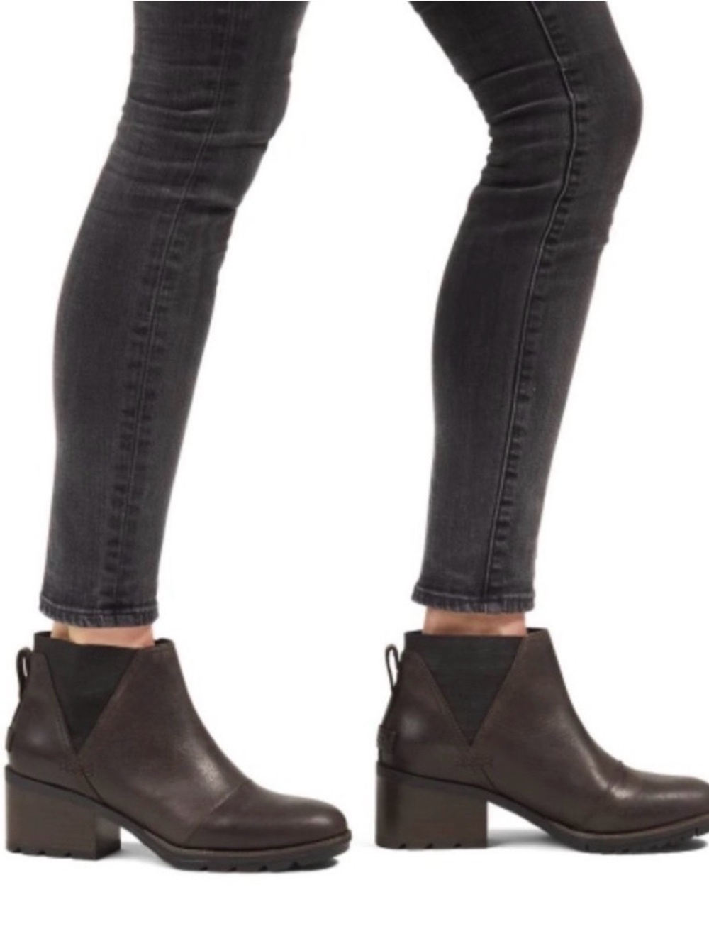 Sorel Cate Dark Brown Leather Chelsea Ankle Boots size  9.5